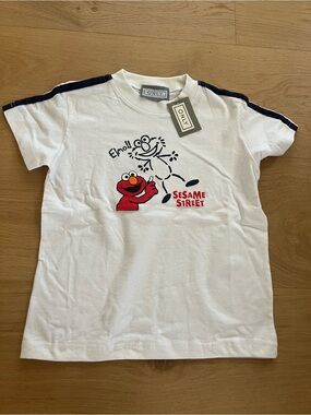 ONLY Kids White Tee with Red Elmo and Navy Shoulder Trim